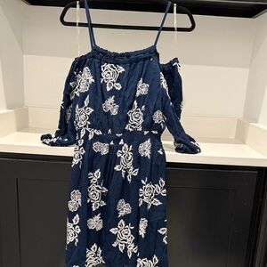 My Michelle Navy Dress with White Embroidery. Size M
